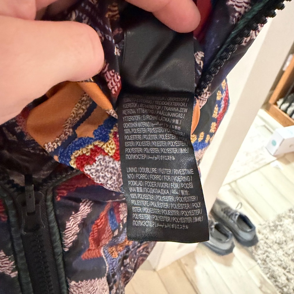 Farm Rio Black Sunset Tapestry Reversible Puffer Kimono Jacket XS BohoMaximalist - Picture 11 of 12